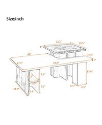 Rainsken Nesting Coffee Tables Set of 2, Rectangle Wood Finish Center Table with Rounded Corners and Shelf for Living Room