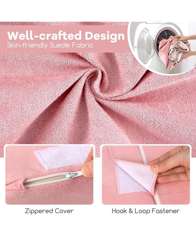 Sugift 8 Pieces Kids Play Couch Foam Building Fort Play Set with Suede Cover