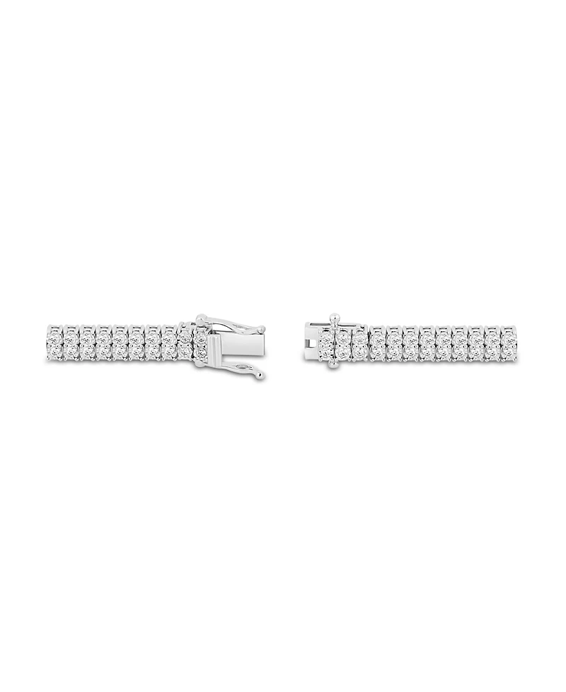 Macy's Men's Lab Grown Diamond (2-1/4 ct. t.w.) Double Row Tennis Bracelet in Sterling Silver