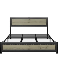 gaomon Solid Wood Platform Bed Frame with Usb/Ac Charging Station & No Box Spring Needed