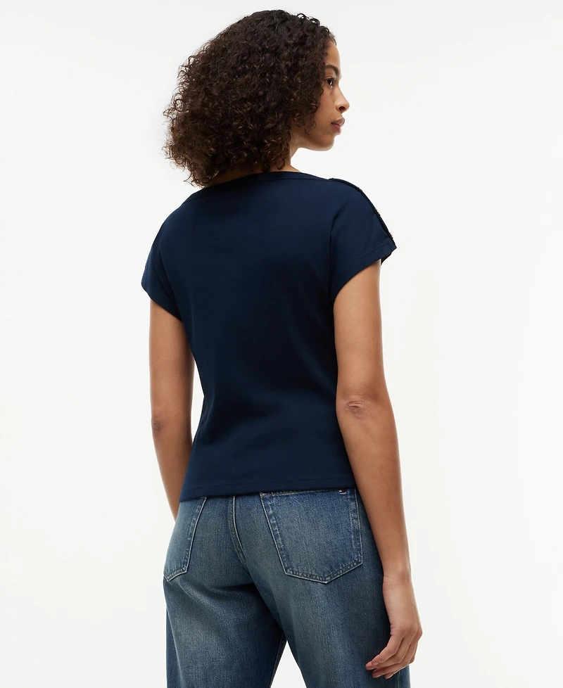 Tommy Hilfiger Women's Cap-Sleeve Boat Neck T-Shirt