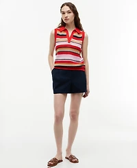 Tommy Hilfiger Women's Crochet Sleeveless Polo Sweater