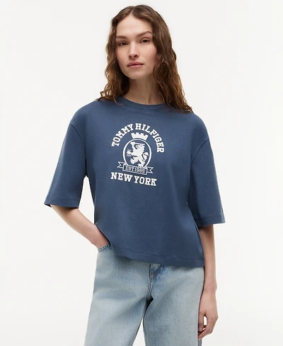 Tommy Hilfiger Women's Dye Crest Boxy Crewneck T-Shirt
