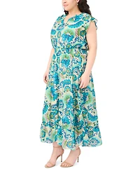 Msk Plus Smocked Waist Tiered Maxi Dress