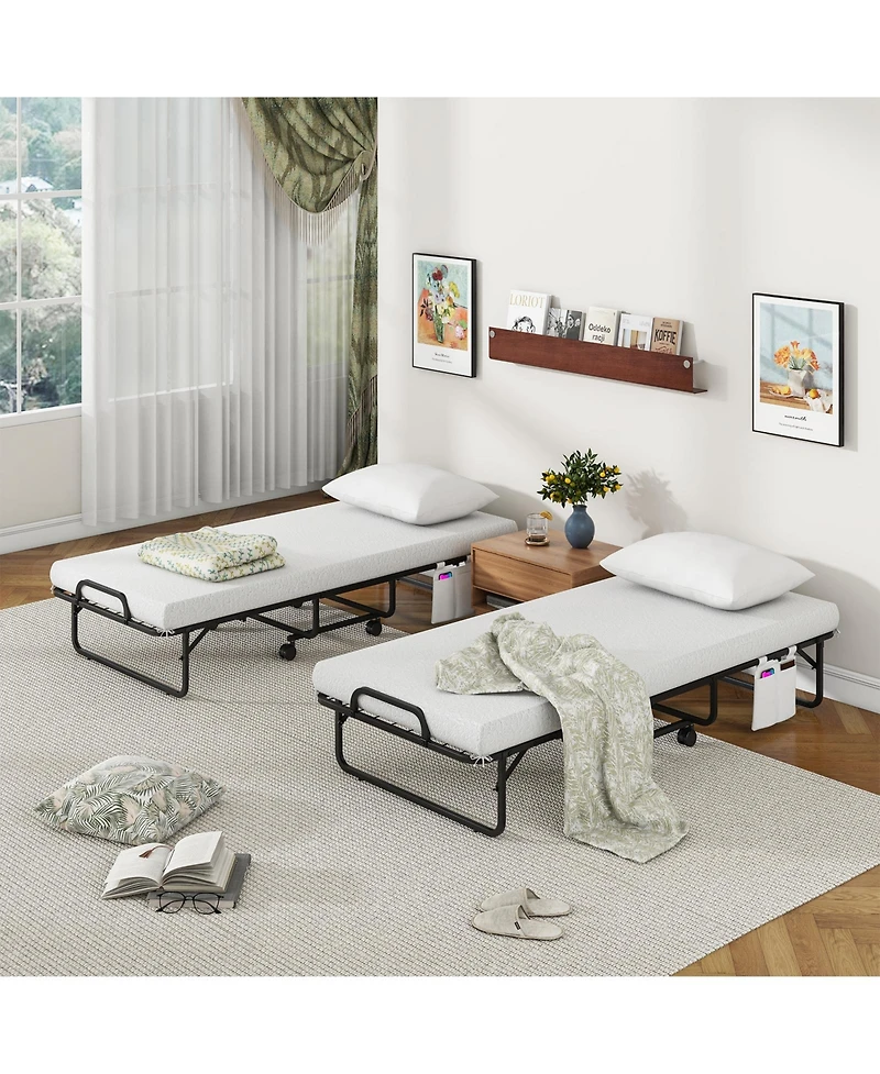 Sugift Cot Size Folding Bed with Memory Foam Mattress and Pillow