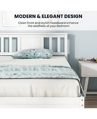 Sugift Wooden Platform Bed with Headboard and Wood Slat Support