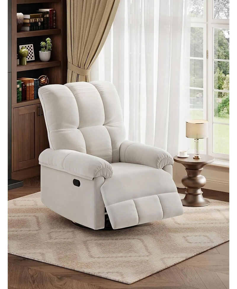 gaomon Oversized Swivel Rocker Recliner - Chenille Upholstered, 350lb Capacity, Infinite Recline for Living Room
