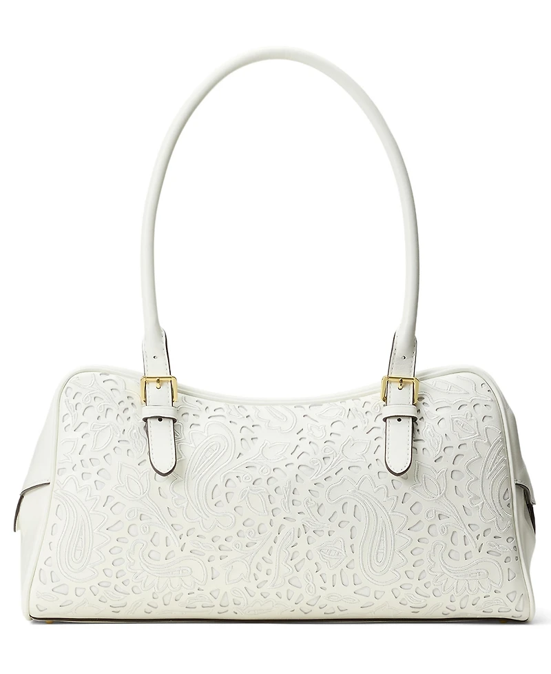 Lauren Ralph Lauren Marcy Large Perforated Nappa Leather Satchel Bag
