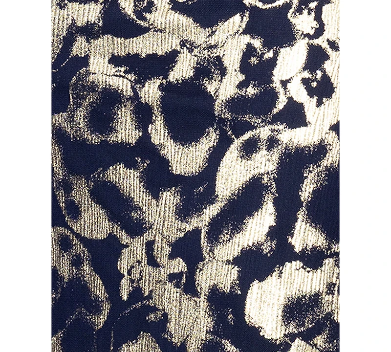 Betsy & Adam Plus Metallic Print Cowlneck Gown