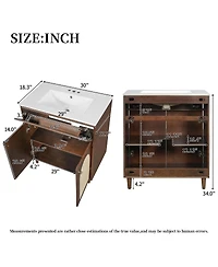 Sillysis Freestanding Bathroom Vanity with Sink, Solid Wood & Mdf Cabinet, Tip Drawer Adjustable Shelf for Modern Storage
