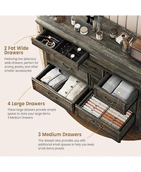 gaomon Dresser for Bedroom 48 in Wide 9 Drawer Chest Wooden Clothes Organizer for Closet Retro Handles