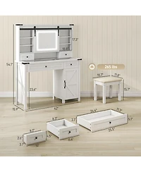 Homcom Vanity Desk Set, Makeup Vanity Table with Mirror and Lights