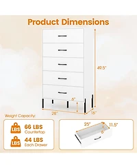 Sugift Five Drawer Tall Chest of Drawers with Metal Legs