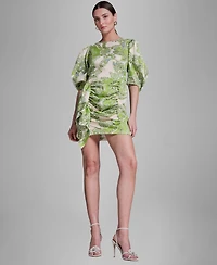 Bcbg Women's Paisley Print Ruffle Detail Crewneck Dress