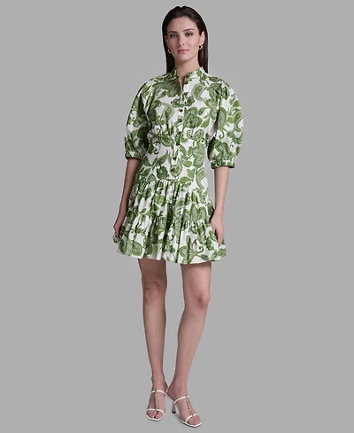 Bcbg Women's Paisley Print Puff-Sleeve Dress