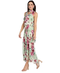 R & M Richards Women's Cowl Neck Printed Midi Dress