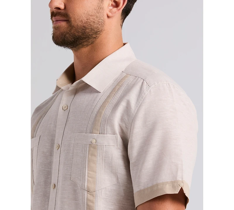 Cubavera Men's Cross-Dyed Short-Sleeve Pintucked Shirt