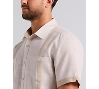 Cubavera Men's Cross-Dyed Short-Sleeve Pintucked Shirt