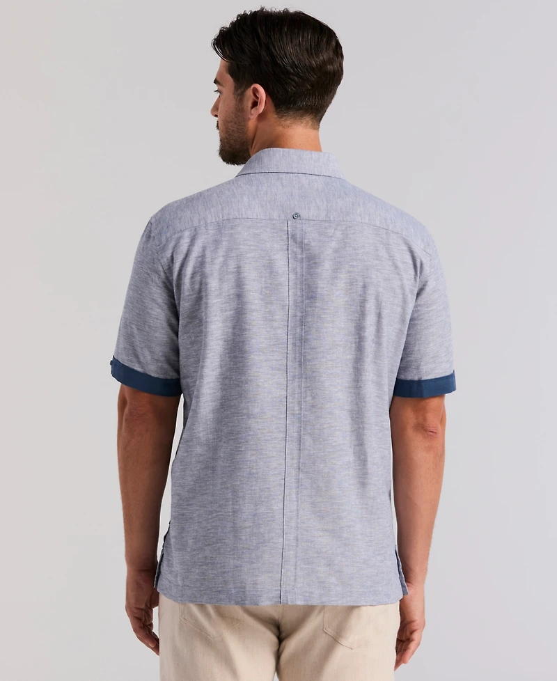 Cubavera Men's Cross-Dyed Short-Sleeve Pintucked Shirt