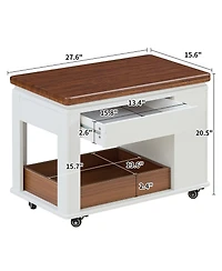 Rainsken Modern Coffee Table, Multi-Tier Storage Side Table with Foldable Top and Casters, Center Table for Living Room, Home Office