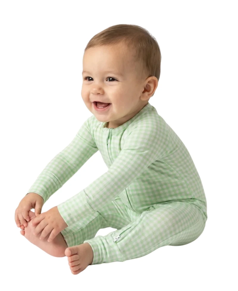 Motette Baby Boy's Pistachio Gingham Bamboo Sleeper