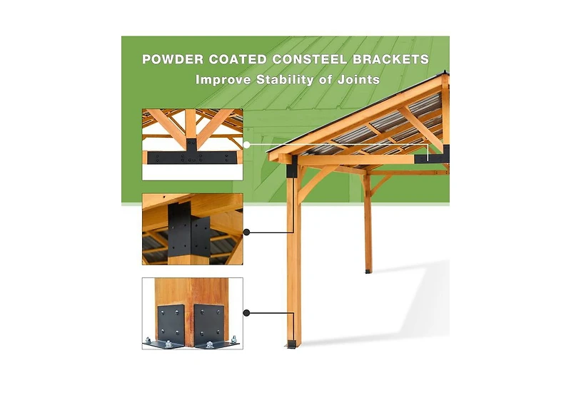 Aecojoy 14' x 12' Hard-Top Gazebo, Wooden Gazebo on Clearance, Outdoor Pergola