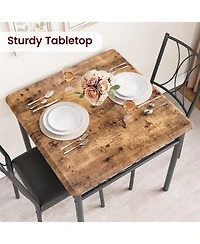 gaomon 3-Piece Wood Dining Table Set for 2, Upholstered Chairs, Compact Square Table for Breakfast Nook, Apartment