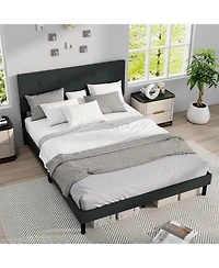 Sugift Upholstered Platform Bed Frame with Linen Fabric