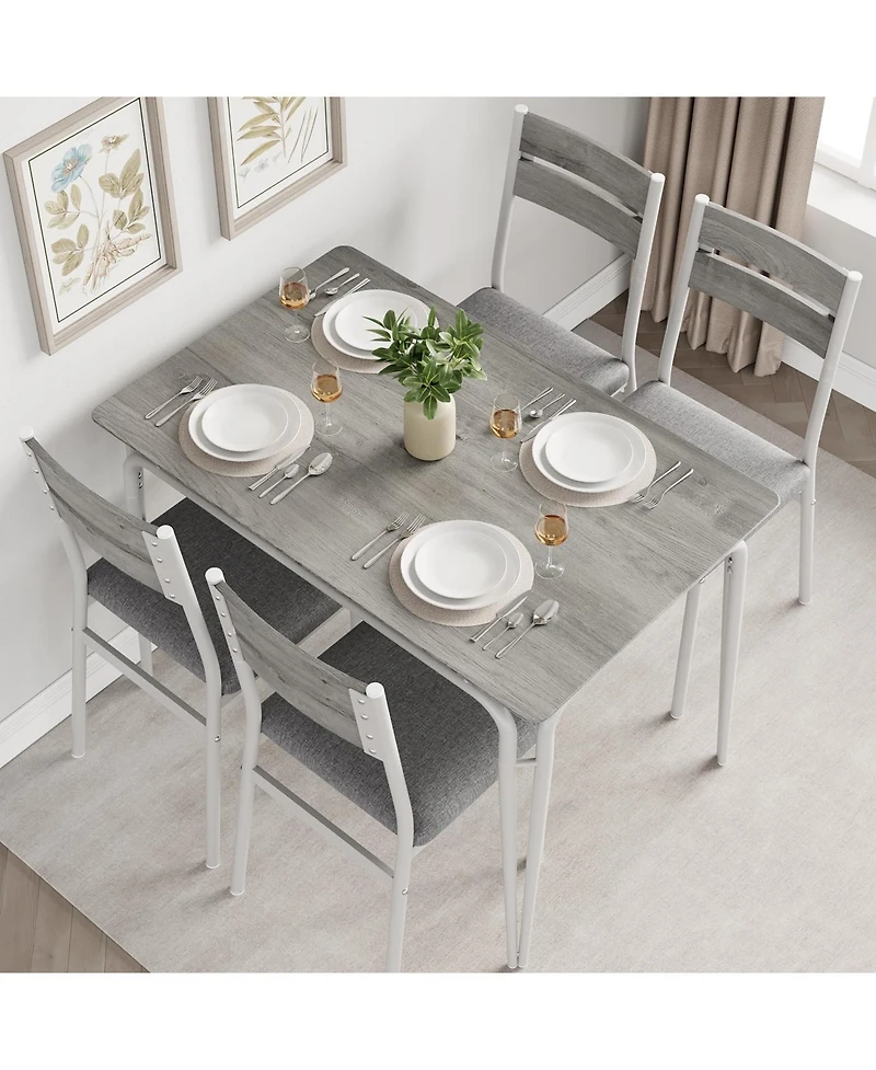 gaomon 2-Person Dining Table Set, Compact Kitchen Table with Upholstered Chairs, Great for Small Spaces, Light Oak, 4-Chair Version