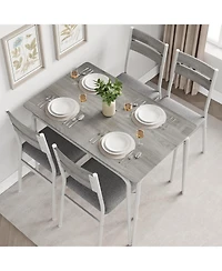 gaomon 2-Person Dining Table Set, Compact Kitchen Table with Upholstered Chairs, Great for Small Spaces, Light Oak, 4-Chair Version