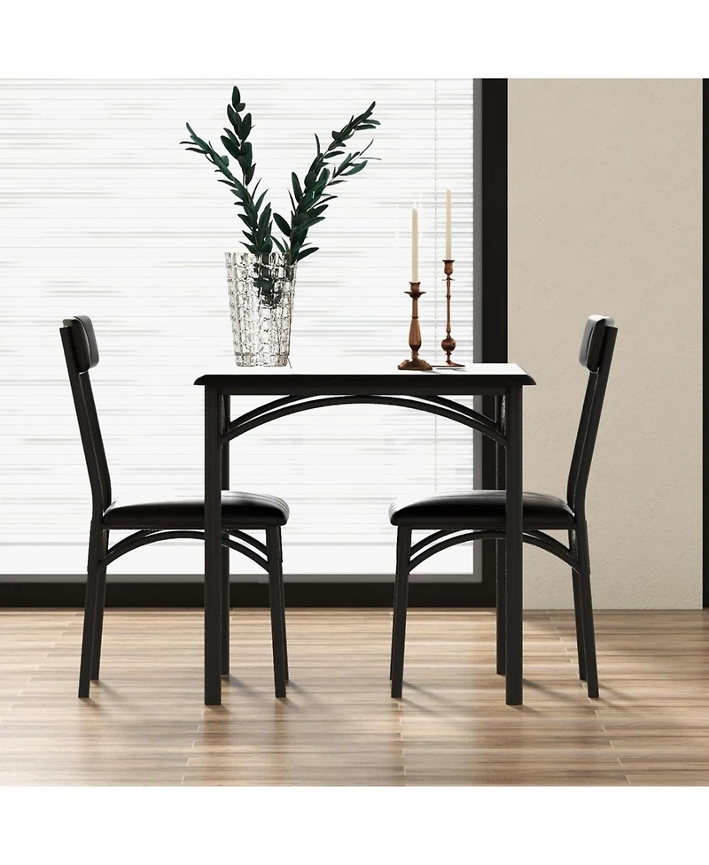 gaomon Contemporary 2-Person Square Kitchen Table Set, Space-Saving Breakfast Furniture for Small Apartments or Studios