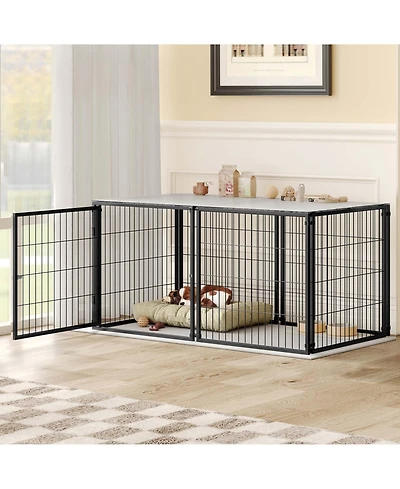 Aostirmotor 48" Large Dog Cage with Top, Indoor Pet Kennel for Medium Dogs and Puppies
