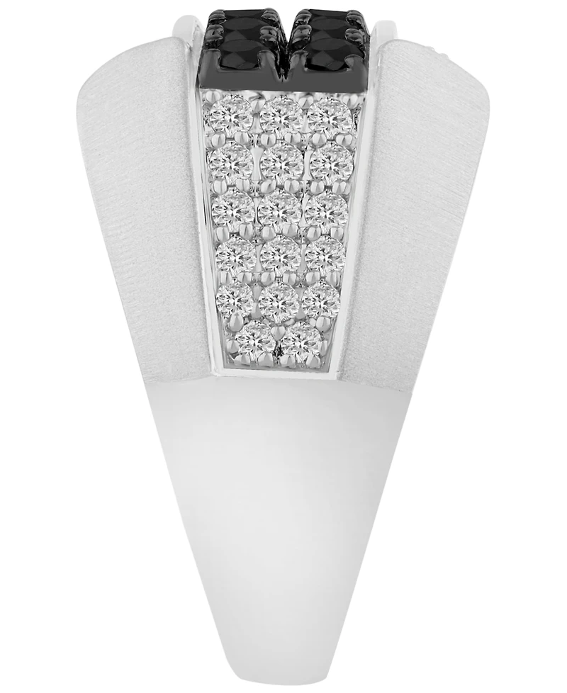Macy's Men's Black and White Diamond (1-1/2 ct. t.w.) Ring Sterling Silver