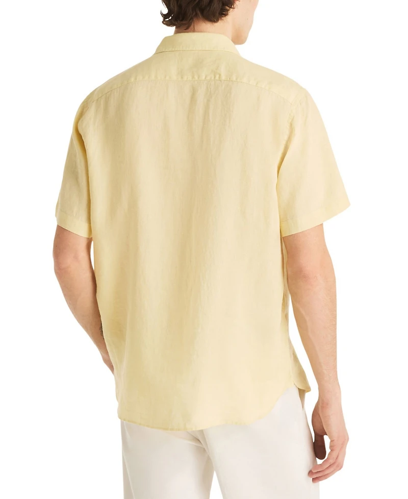 Nautica Men's Classic-Fit Solid Linen Short-Sleeve Shirt