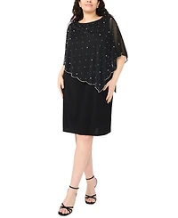 Msk Plus Asymmetrical Cape Overlay Dress