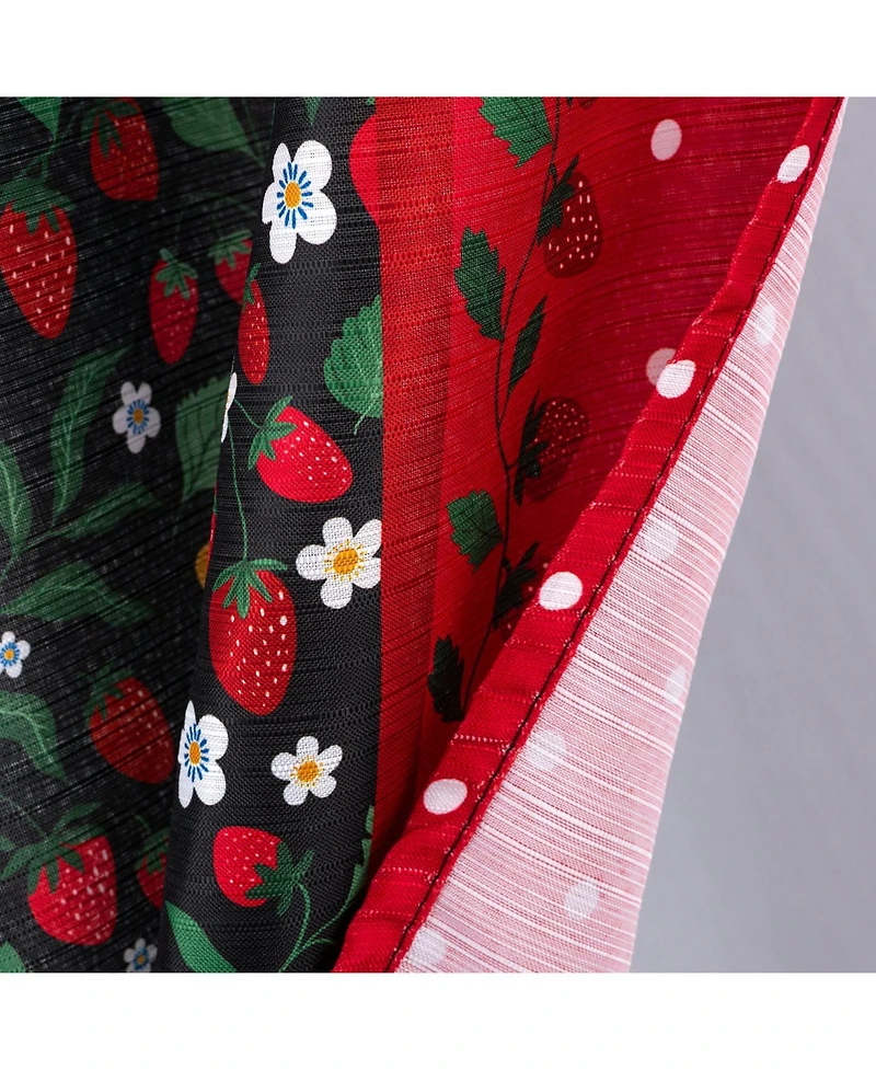 Rt Designers Collection Polyester Cucina Strawberry Fields Kitchen Curtains Valance and Tiers Set 52" x 18" Muticolor