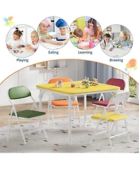 gaomon Folding Square Table and 4 Chairs Set, Lightweight Indoor Outdoor Dining Set, Collapsible Compact Table, Portable Chairs