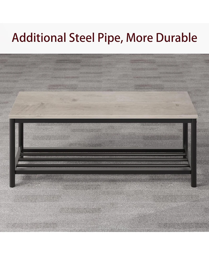 gaomon Farmhouse Dining Table Set for 4, Modern Rectangular Table, 2 Upholstered Chairs, Storage Benches & Rack