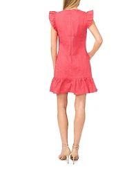 CeCe Women's Crewneck Flutter-Sleeve Mini Dress