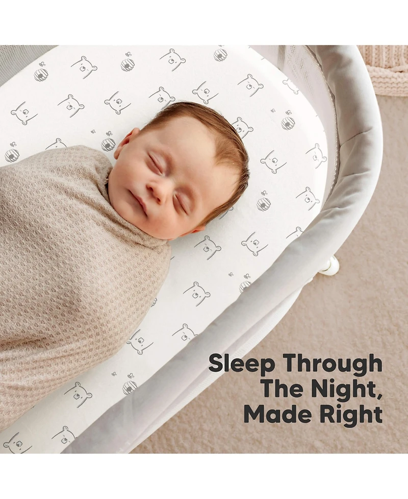KeaBabies Bassinet Sheet for Baby Girls, Boys, 2-Pack Soothe Fitted Sheets, Bedside Mattress