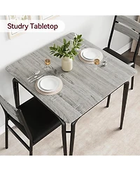 gaomon 3-Piece Dining Table Set, Wooden Square Table and Chairs for 2, Breakfast Table for Home or Commercial Dining Room