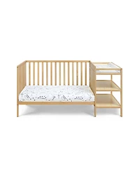 Flynama 3 in 1 convertible crib and changer combo solid wood 3 position mattress support attached changing table storage for baby nursery