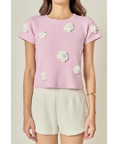 English Factory Women's 3D Flower Knit Top