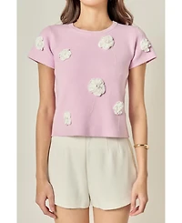 English Factory Women's 3D Flower Knit Top