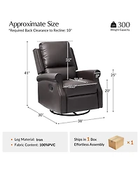 Hulala Home Philip 38" Traditional Faux Leather Swivel Rocker Manual Recliner