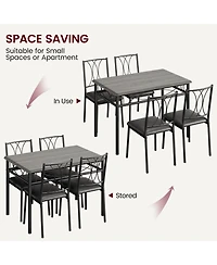 gaomon 5-Piece Wood Dining Table Set for 4, Rectangular Table with 4 Metal Chairs, Compact for Small Kitchens, Apartments