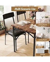 gaomon 5 Piece Dining Set for 4, Rectangular Metal Frame Table with Bench & Upholstered Chairs, Compact Table for Small Spaces