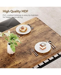 gaomon 4-Piece Square Dining Table Set, Wood Table with 2 Upholstered Chairs & Bench, Metal Frame, Storage for Small Space