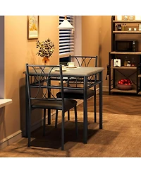 gaomon 3-Piece Dining Table Set for 2, Kitchen Table with Upholstered Chairs, Space-Saving Square Table for Small Apartment