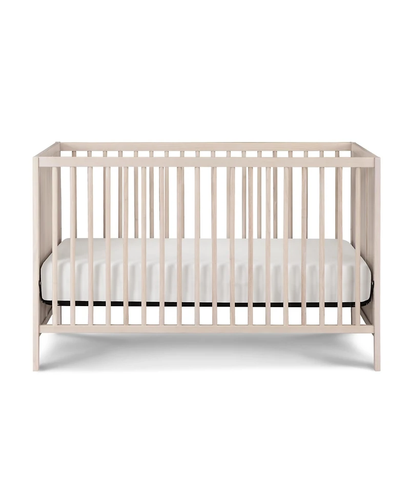 flynama 3in1 Convertible Crib with Solid End Panels Geometric Lines Solid Wood and Three Adjustable Mattress Heights for Baby Nursery